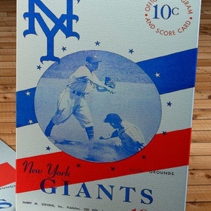 1945 Vintage New York Giants Baseball Scorecard - Canvas Gallery Wrap