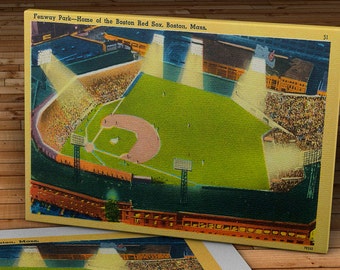 1955 Vintage Boston Red Sox - Fenway Park Postcard - Canvas Gallery Wrap