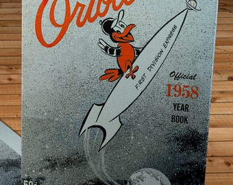 1958 Vintage Baltimore Orioles Yearbook Cover - Canvas Gallery Wrap