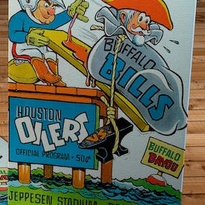 1960 Vintage Buffalo Bills - Houston Oilers Football Program Cover - Canvas Gallery Wrap