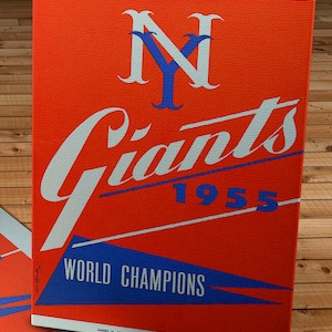 1955 Vintage New York Giants Baseball Scorecard - World Champions - Canvas Gallery Wrap