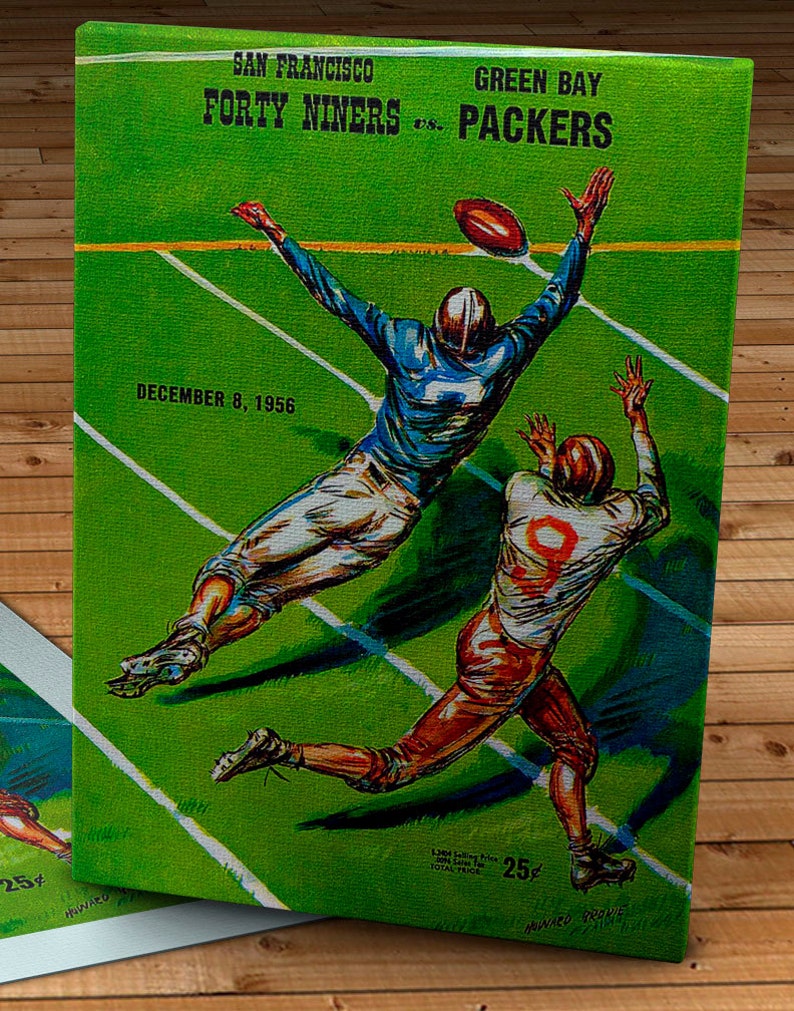 Canvas Gallery Wrap Green Bay Packers Program 12 x 16 #FB040 1956 Vintage San Francisco 49ers