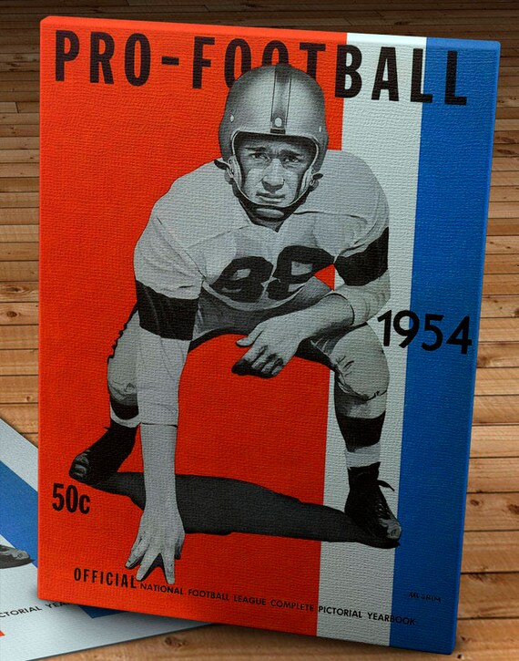 1954 football helmet 1954 Vintage Pro Football Yearbook Cover - Canvas Gallery Wrap