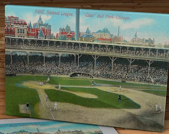 1912 Vintage Chicago Cubs West Side Ball Park Postcard - Canvas Gallery Wrap