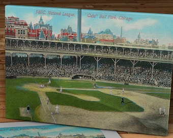 1912 Vintage Chicago Cubs West Side Ball Park Postcard - Canvas Gallery Wrap