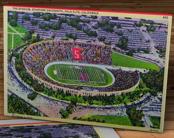 1930's Vintage Stanford Stadium Postcard - Stanford University, Palo Alto, CA - Canvas Gallery Wrap