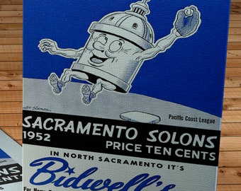 1952 Vintage Sacramento Solons Baseball Score Book Cover - Canvas Gallery Wrap