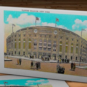 1930 Vintage New York Yankees Stadion Postkarte - Leinwand Galerieverpackung