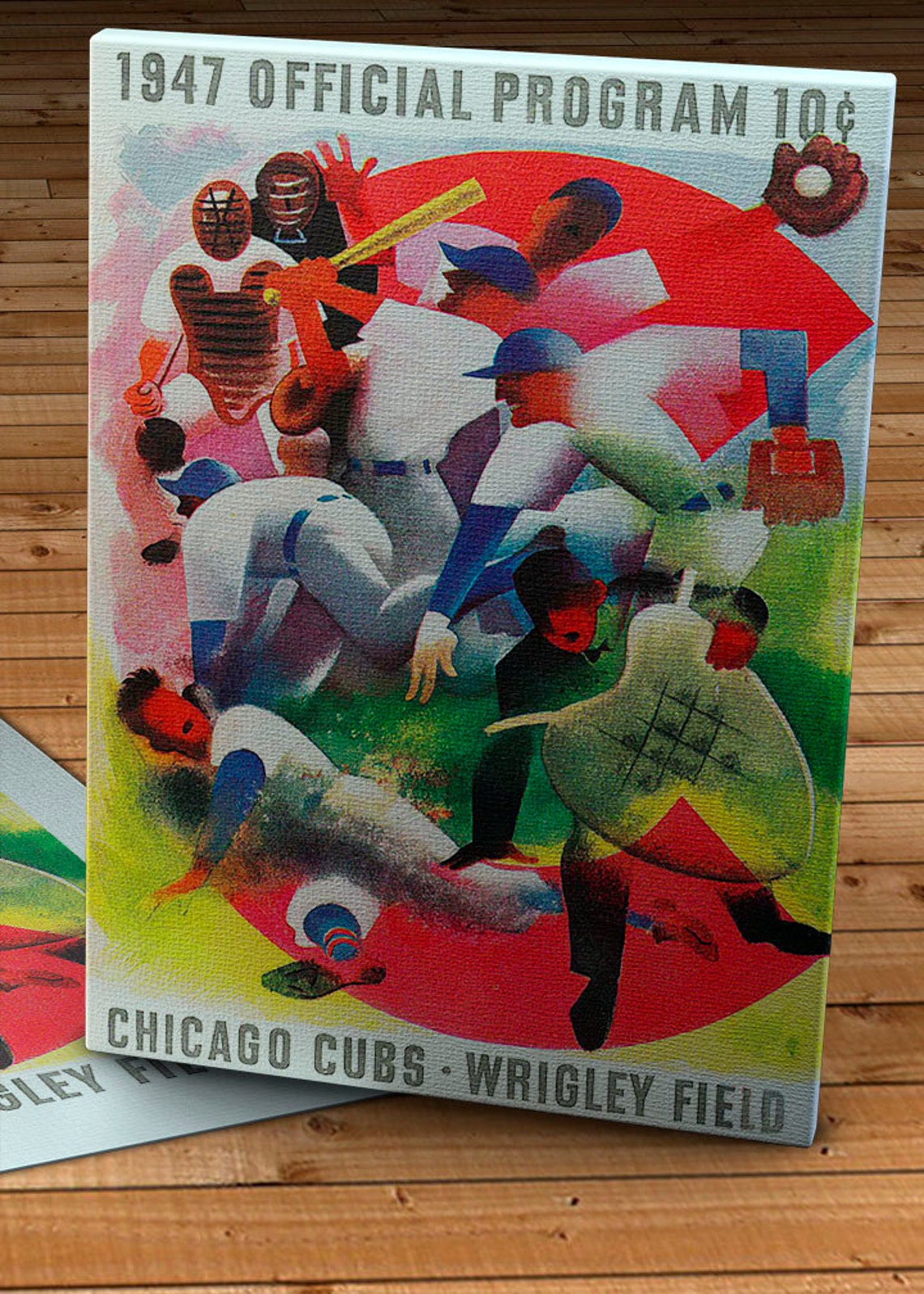 1947 Vintage Chicago Cubs Baseball Program Canvas Gallery Wrap Etsy
