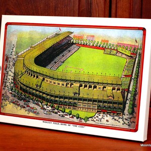 Cartolina d'epoca del 1947 dei Chicago Cubs del Wrigley Field - Canvas Gallery Wrap