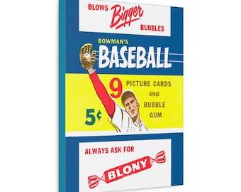 1955 Vintage Bowman's Baseball Card Wrapper  - Canvas Gallery Wrap