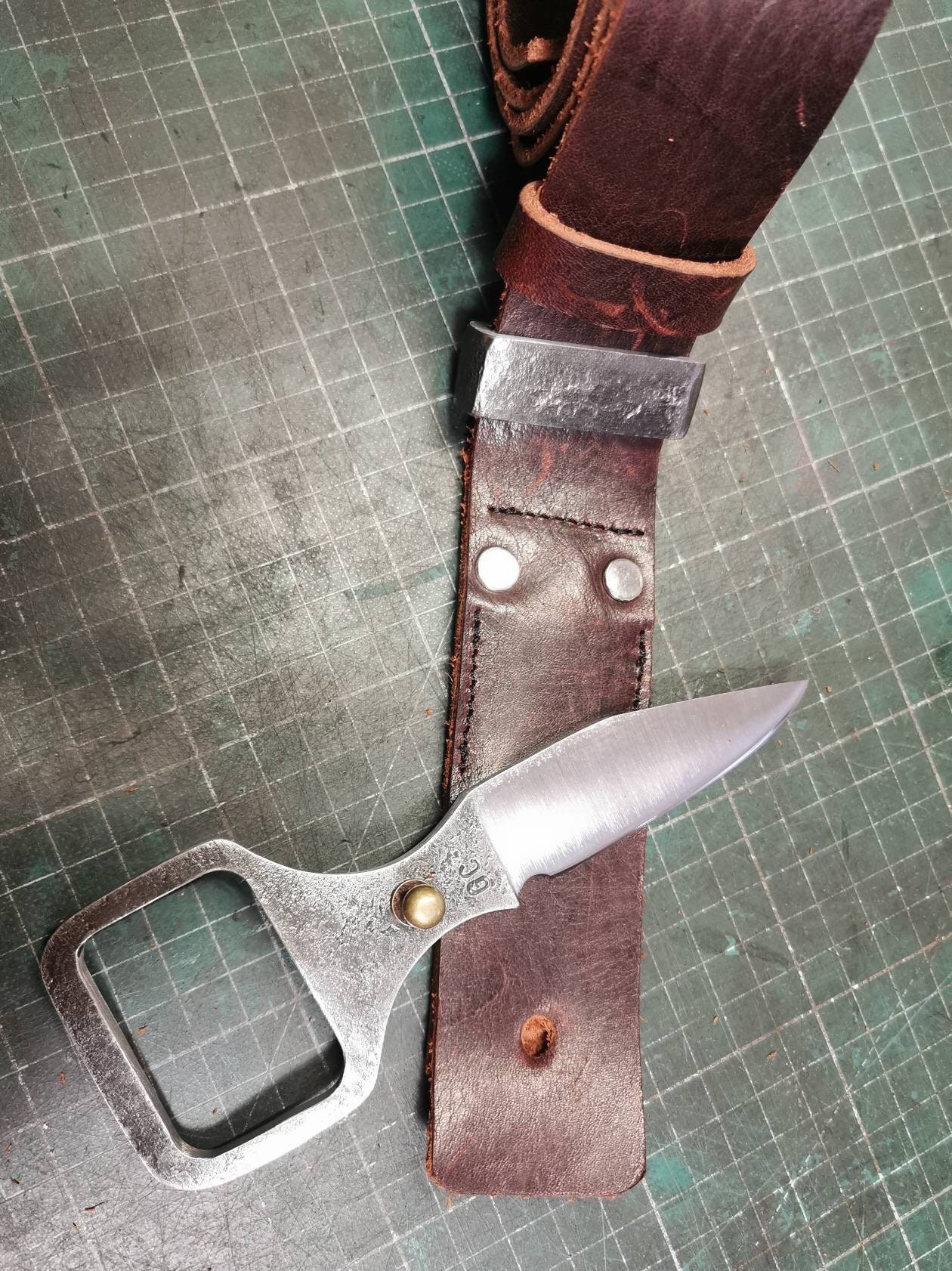 Ceinture boucle couteau en cuir 4cm boucle de chasse croupon de vachette -   Canada