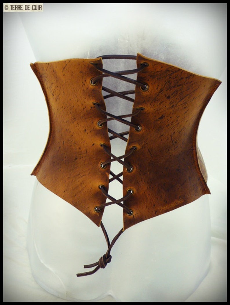Brown leather corset old medieval style Etsy