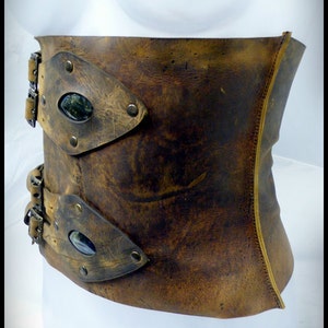 Xena Aged Brown Leather Corset - Etsy