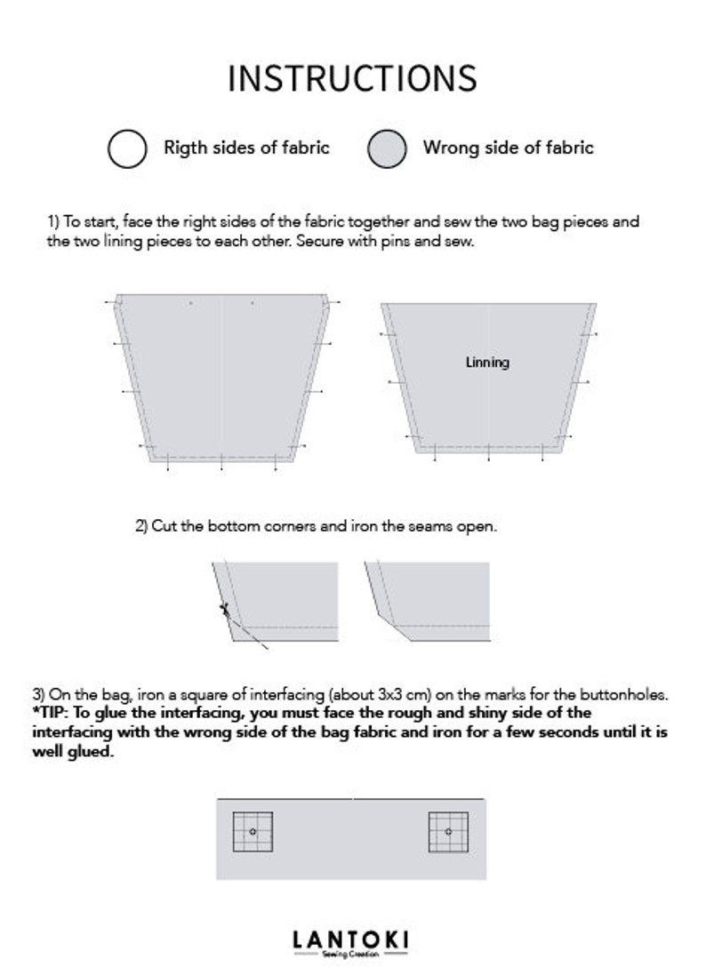 Sewing pattern Bag pattern PDF File Simple bag pattern Easy to sew Sewing tutorial image 7