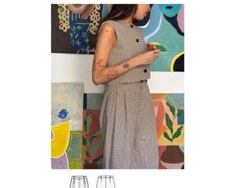 Wide Leg Pants Sewing Pattern PDF – 2 Versions (Trousers & Shorts) – Tailored Fit with Pockets – Intermediate Sewing Project