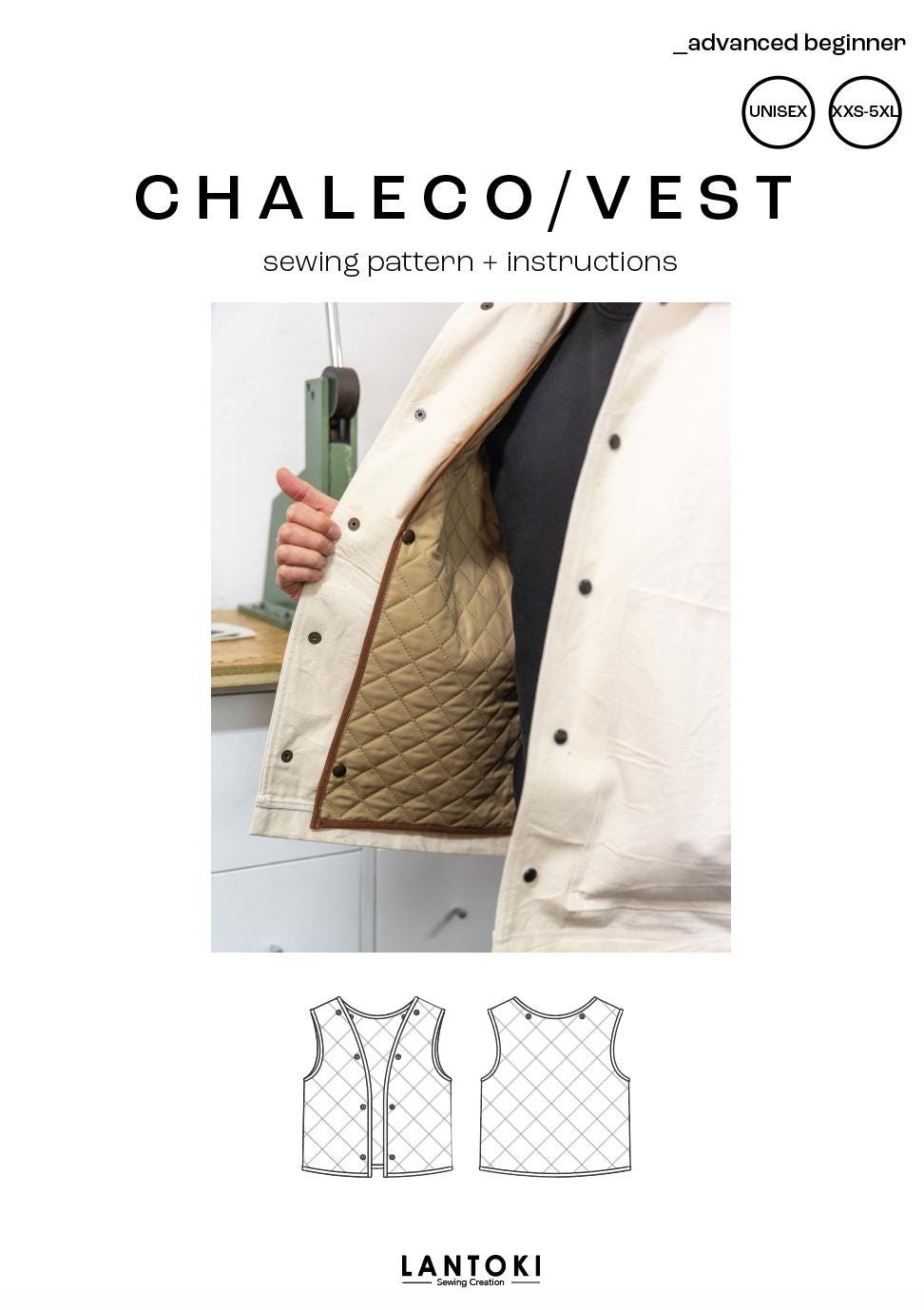 PDF vest pattern | Unisex vest pattern | Spring vest | Autumn jacket | Sewing pattern | Sewing tutorial