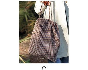 PDF Sewing Pattern – Lined Tote Bag with Drawstring Detail – Beginner Friendly & Stylish