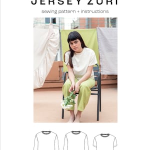 Puede incluir: Un patrón de costura para una camiseta Jersey Zuri, un estilo sencillo y casual con cuello redondo y mangas cortas. El patrón es para principiantes avanzados e incluye instrucciones para las tallas XS-3XL.