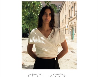 PDF Sewing Pattern – Women’s Wrap Top – Versatile & Beginner Friendly – Easy Summer Top