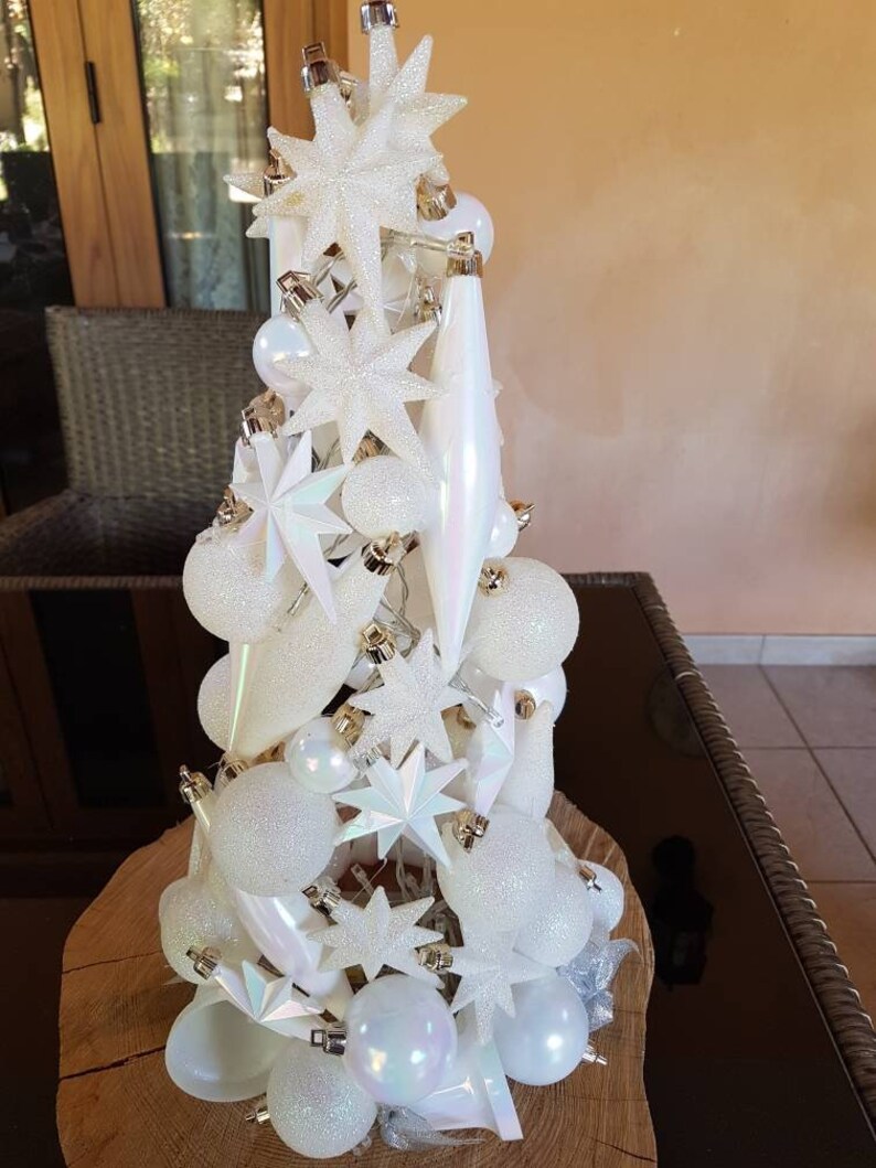 Christmas Lighted Table Top Tree Crystal White With Etsy