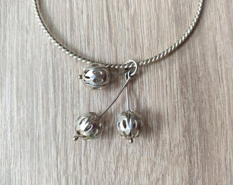 Vintage Poland Mid Century 800 Silver Warmet Biamet Bracelet with Silver Balls