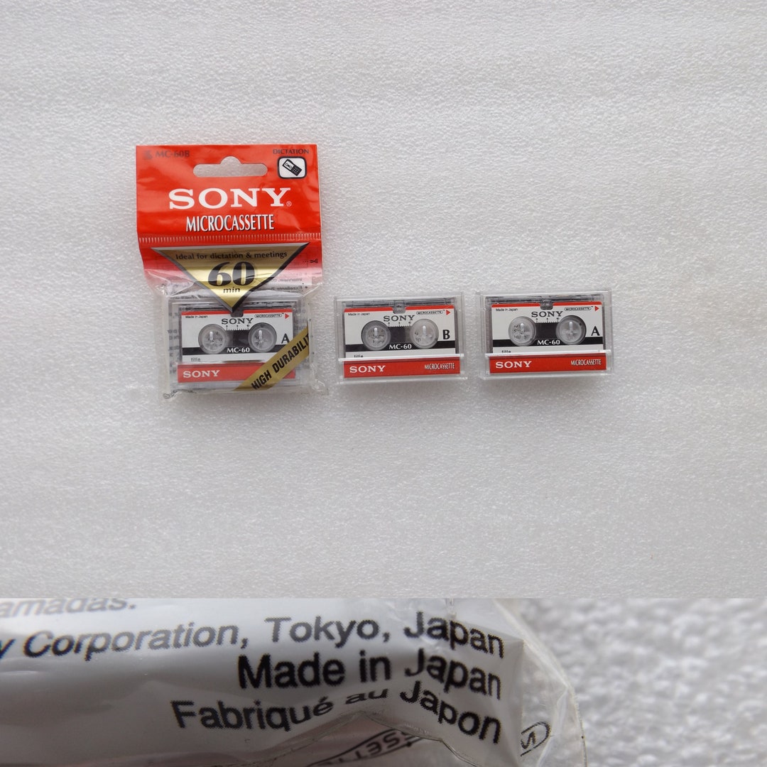 3 X Sony MC60B Microcassette/1 NEW Tapes, 2 USED Tapes/dictaphone
