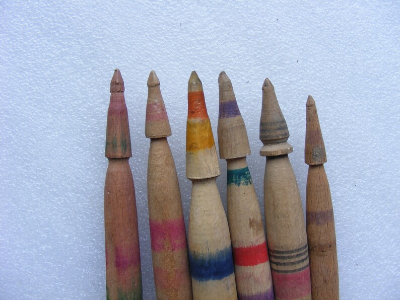 Turned Wood Spindles Primitive Wood Spindles,Set of 6 Spindles Wooden Spindles Spindles for Spinning Wool