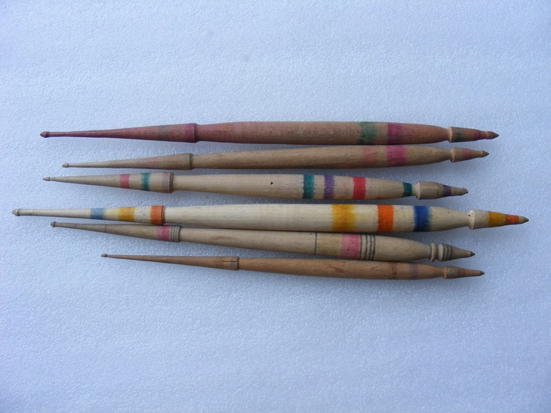 Turned Wood Spindles Primitive Wood Spindles,Set of 6 Spindles Wooden Spindles Spindles for Spinning Wool