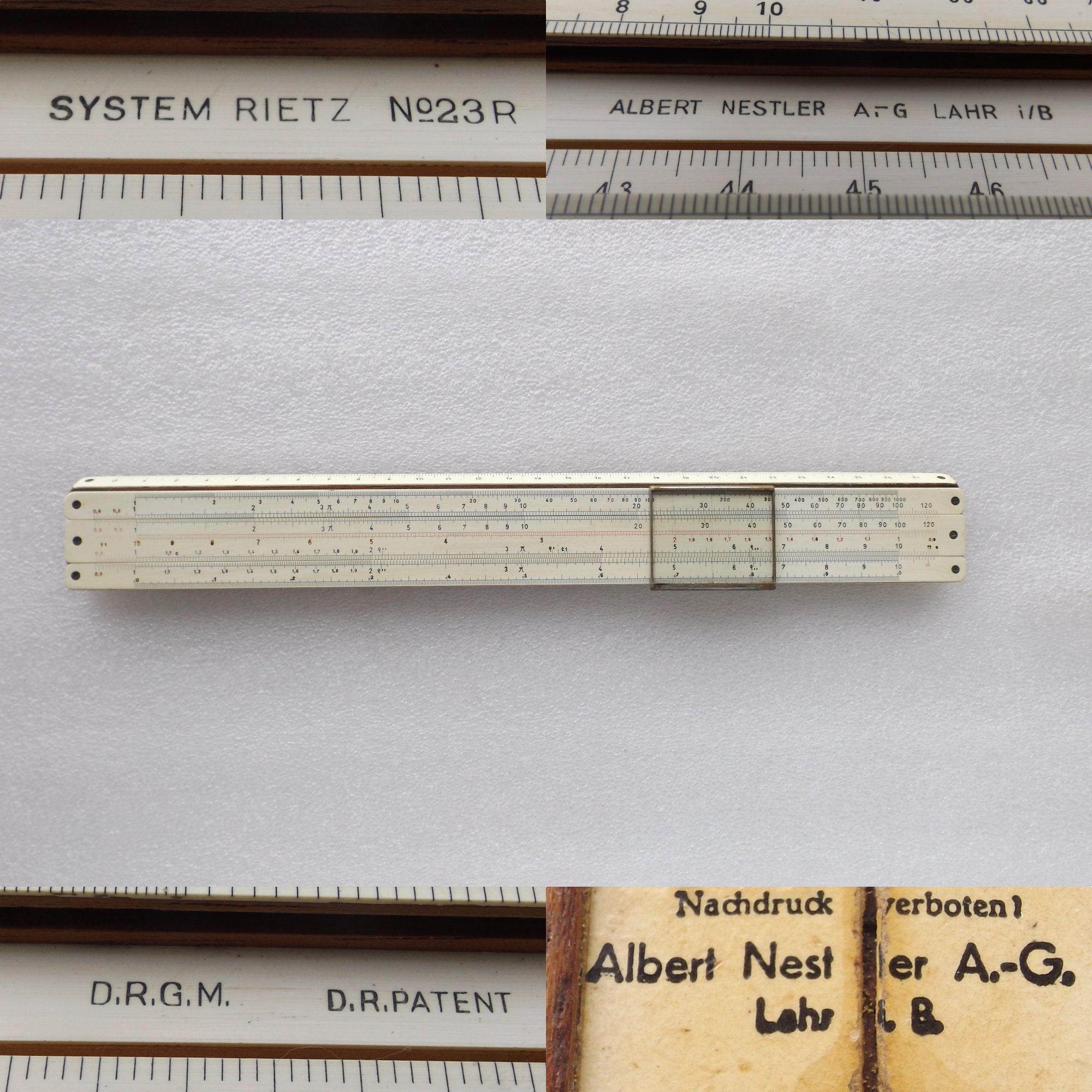 Regolo calcolatore vintage molto raro Albert Nestler SYSTEM REITZ