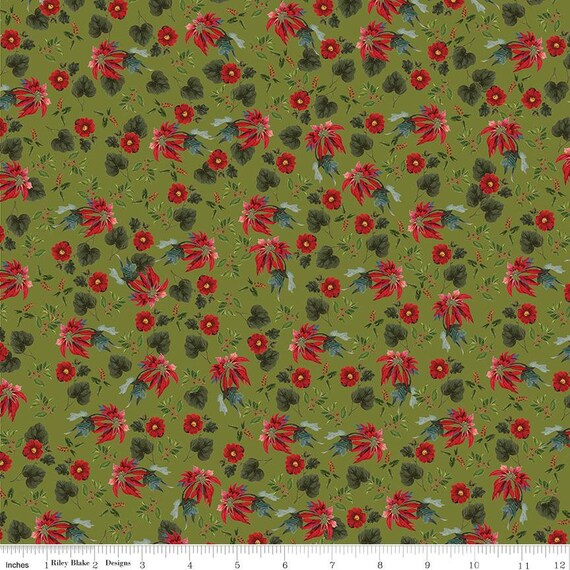 Riley Blake fabric Yuletide Pattern C9632 Olive. %100 Color Quality Cotton  by Fat 1/4 Yd and YARDAGES X