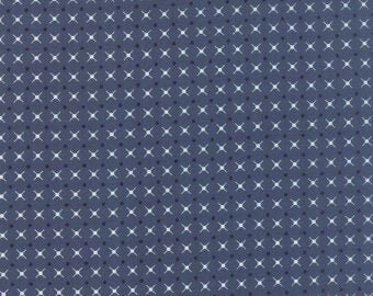 Moda fabric  Simply Colorful 2 Dots and X's Indigo Blue Fabric - 10855 20. %100 Color Quality Cotton by Fat 1/4 Yd and YARDAGES