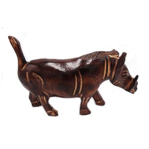 Warthog made from wood, interior deco, model warthog, warthog gift, wood work, wood sculptures, pumba, craft, ornament, jungle, figurine image 1