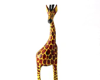 Giraffe Figurine, Brown Black, Hand crafted, African Works, Wood Craft, Traditional Style, Home Déco, Jungle, Animal, Forest, Father