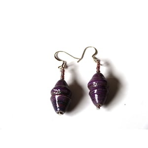 Purple Earrings, Ethnic Earrings, Christmas Earrings, Eco Earrings, Everyday Earrings, Eco friendly Jewelry, Boho Earrings, Modern Earrings image 1