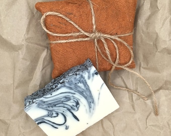 Minty Spa Natural Handmade Soap Bar Gift Wrapped with Barkcloth