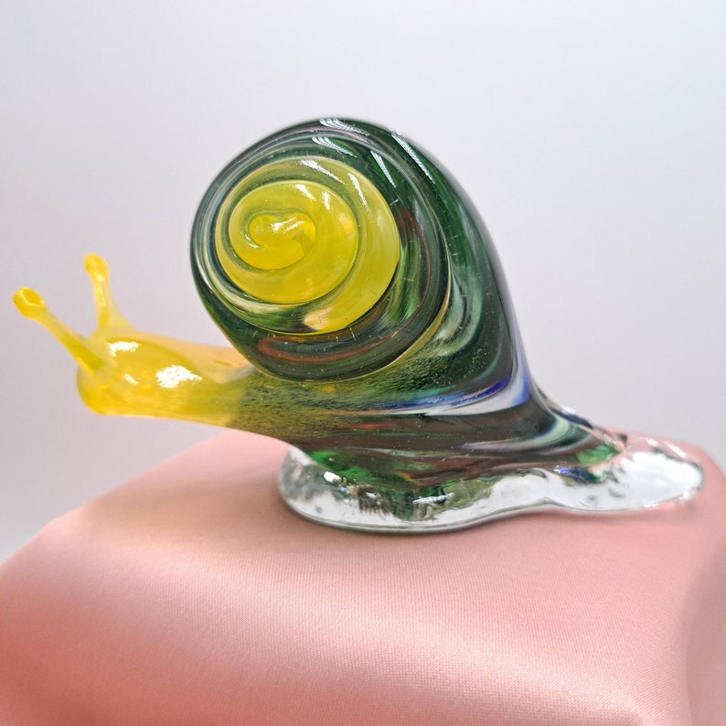 Handmade Green Blown Glass Snail, Figurine Ornament, Gift Idea, Collectible Glass, Crystal, Present For, Home, Collectible, Fused, Sea Glass image 8