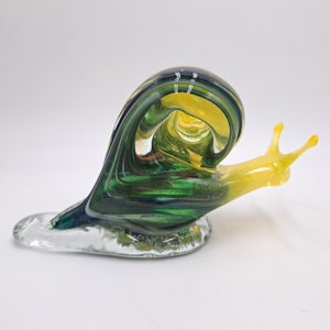 Handmade Green Blown Glass Snail, Figurine Ornament, Gift Idea, Collectible Glass, Crystal, Present For, Home, Collectible, Fused, Sea Glass image 2