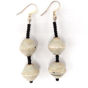 Earrings in grey handmade from recycled paper. Drop earring's with the nautural texture and deco that are gift earring's for a loved one image 3