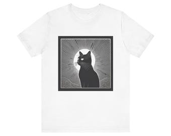 Mystical Black Cat T-Shirt: Vintage Halloween Style, Cat Lover Gift