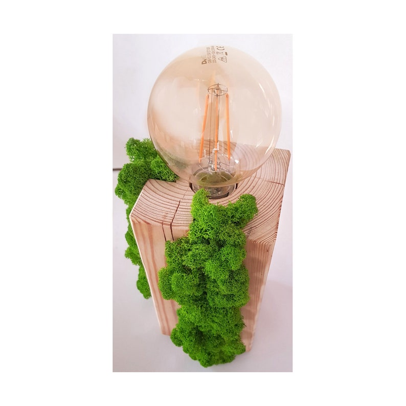 Wooden lamp with Scandinavian moss made to order, traditional lamp, Floor lamp, living, home, art deco, furniture, electric lamp, Natural image 3