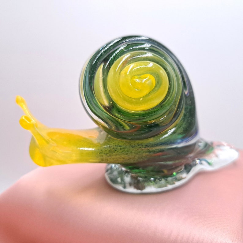 Handmade Green Blown Glass Snail, Figurine Ornament, Gift Idea, Collectible Glass, Crystal, Present For, Home, Collectible, Fused, Sea Glass image 3