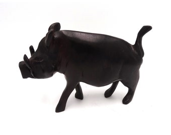 Handgefertigte Ebenholz Warzenschwein Figur: Afrikanische Holzschnitzerei