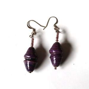 Purple Earrings, Ethnic Earrings, Christmas Earrings, Eco Earrings, Everyday Earrings, Eco friendly Jewelry, Boho Earrings, Modern Earrings image 3