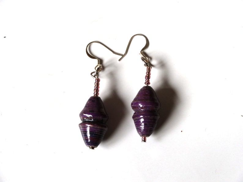 Purple Earrings, Ethnic Earrings, Christmas Earrings, Eco Earrings, Everyday Earrings, Eco friendly Jewelry, Boho Earrings, Modern Earrings image 3