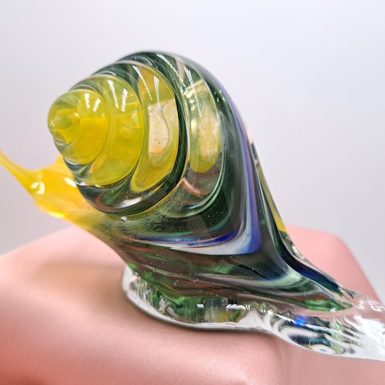Handmade Green Blown Glass Snail, Figurine Ornament, Gift Idea, Collectible Glass, Crystal, Present For, Home, Collectible, Fused, Sea Glass image 10