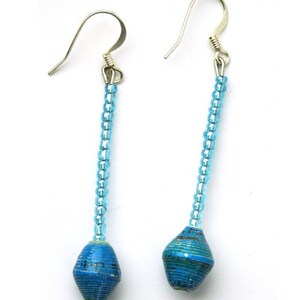 Fashion Jewellery Earring's, Dangle Earrings, Drop Earrings Blue, Art Deco Earring, Ethnic Earring, Eco friendly Jewelry, Small Earring image 2