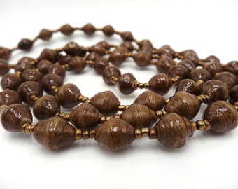 Bead Necklace Brown, Christmas Jewelry, Jewelry Necklace, Gift for Her, Simple Necklace, Eco Jewelry, Hand Crafted by artisans