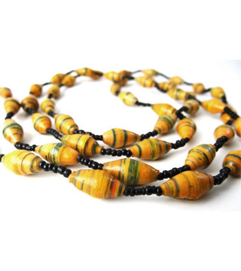 Long Beige Necklace Craft Necklace Jewelry Necklace Environment Friendly Jewelry Craft Necklace Bead Necklace African Fashion image 1