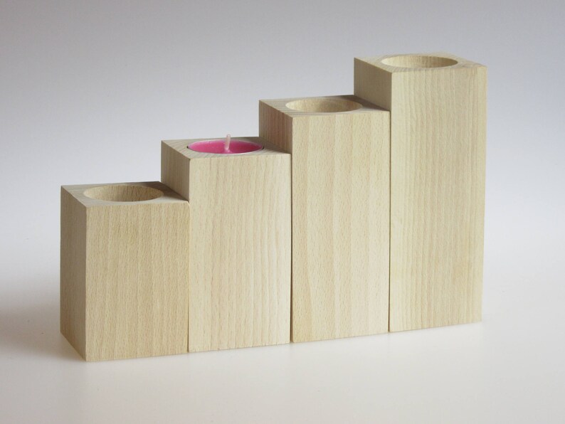Wood Candle Holder Set Square Candle Holder Wood Tealight Etsy UK